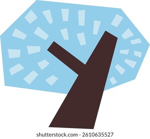 Cute papercut tree illustration suitable for children book, colorful foliage ornament