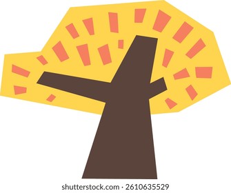 Cute papercut tree illustration suitable for children book, colorful foliage ornament