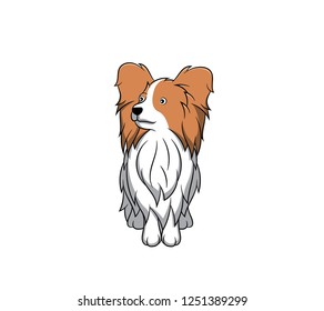 かわいいパピヨンの漫画の犬 純種パピロン犬のベクターイラスト のベクター画像素材 ロイヤリティフリー