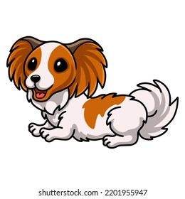 Cute papillon dog cartoon laying down