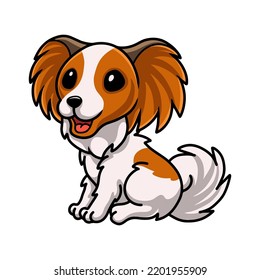 Cute papillon dog cartoon sitting