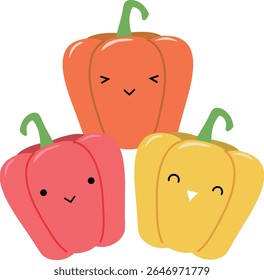 Cute paprika character summer vegetable vector illustration