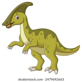 Cute Parasaurolophus Cartoon. Animal Nature Icon Concept Isolated Premium Vector. Vector Illustration