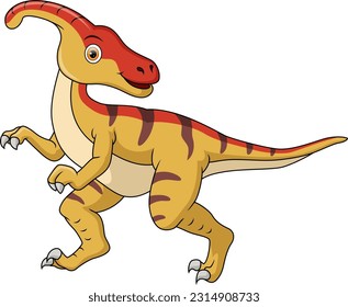 Cute parasaurolophus cartoon on white background
