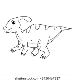Cute Parasaurolophus dino outline illustration