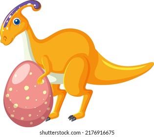 Cute Parasaurolophus Dinosaur Cartoon illustration