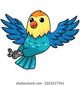 Cute parblue opaline lovebird cartoon flying