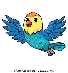 Cute parblue opaline lovebird cartoon flying