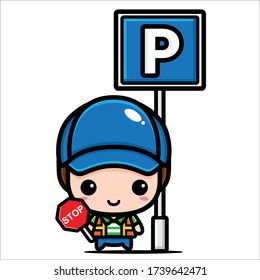 cute parking attendant vector design