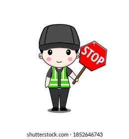 Cute parking attendant Vector design illustration