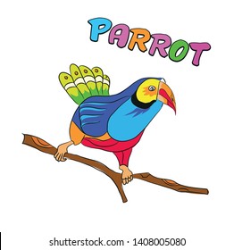 Cute parrot bird animal vector illustration