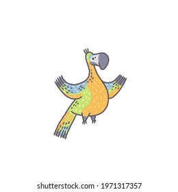 Cute parrot bird. Cartoon colorful character illustration.