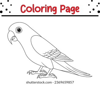 Página de color de loro lindo. ilustración vectorial en blanco y negro para un libro de colorear.