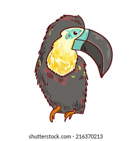 Cute parrot bird. Isolated Vector Illustration