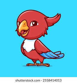 Cute Parrot Bird Standing Cartoon Vector Icon Illustration. 
Animal Nature Icon Concept Isolated Premium Vector. Flat 
Cartoon Style 