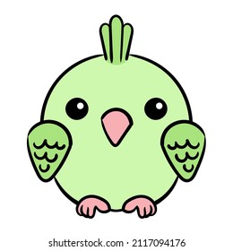 Ilustración del vector de pájaro de loro corto aislado en fondo blanco.