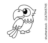 Cute parrot cartoon coloring page illustration vector. For kids coloring book.
