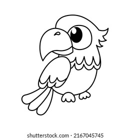 Cute parrot cartoon coloring page illustration vector. For kids coloring book.