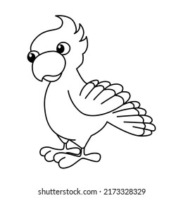 Cute parrot cartoon coloring page illustration vector. For kids coloring book.