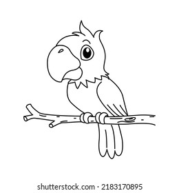 Cute parrot cartoon coloring page illustration vector. For kids coloring book.