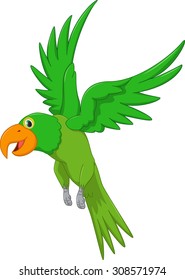 cute parrot cartoon flying