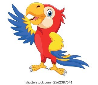 Cute parrot cartoon isolated on white background vector illustration