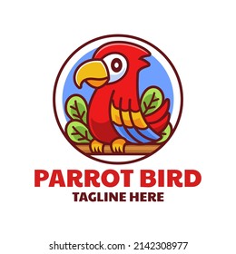 Cute Parrot Cartoon Logo Design