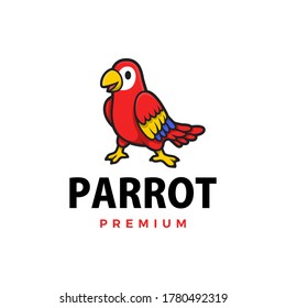 cute parrot cartoon logo vector icon illustration