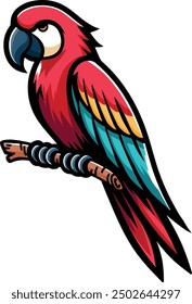 Cute Parrot Cartoon Mascot Illustration 