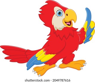 cute parrot cartoon on white background