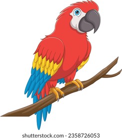 cute parrot cartoon on white background