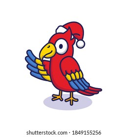 Cute parrot with Christmas costume
