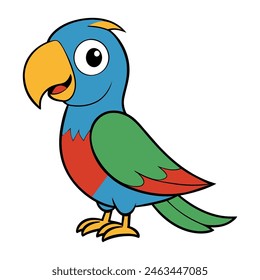 Cute parrot Colored parrot birds vector with white Background