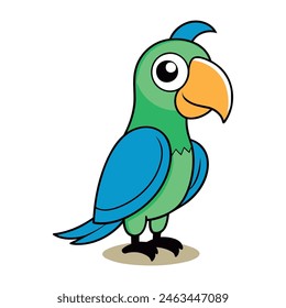 Cute parrot Colored parrot birds vector with white Background