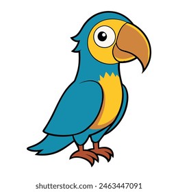 Cute parrot Colored parrot birds vector with white Background