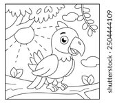 Cute parrot coloring page for kids