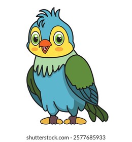 Cute Parrot Doodle Illustration Cartoon Outline