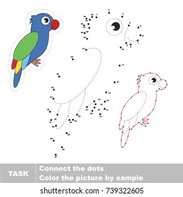 Cute Parrot. Dot to dot educational game for kids.