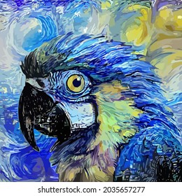 Cute Parrot Impressionist Portrait Painting
