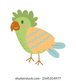 Cute parrot isolated on white background. Cartoon nursery art baby character.
