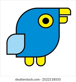 Cute Parrot Logo Vector Illustration in blue and yellow color.