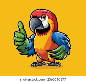 Cute Parrot mascot cartoon character thumbs up