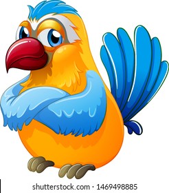 Cute parrot on white background illustration
