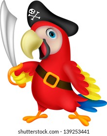 Cute parrot pirate cartoon