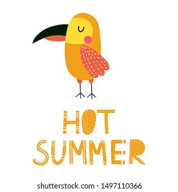 Cute parrot vector illustration.Childish print for T-shirt, cloth, baby wear, kid’s room decoration.