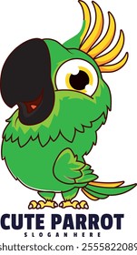 A cute parrot vector style with a white Background.
