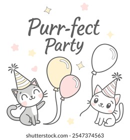 Cute Party Animals Celebration Vector Design