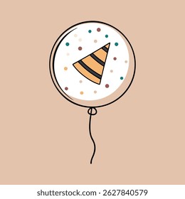 Cute party balloon with party hat celebration graphic element illustration