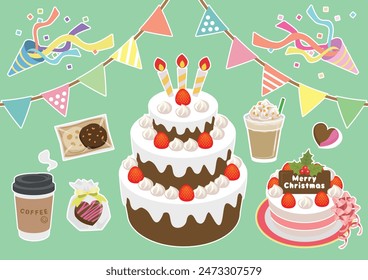 Cute party cake vector illustration