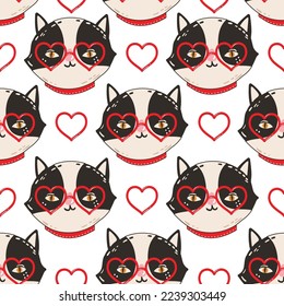 Cute Party Cat Birthday theme  seamless pattern Vector illustration , Design for fashion , Kids, Child ,fabric, textile, wallpaper, cover, web , wrapping and all prints 
